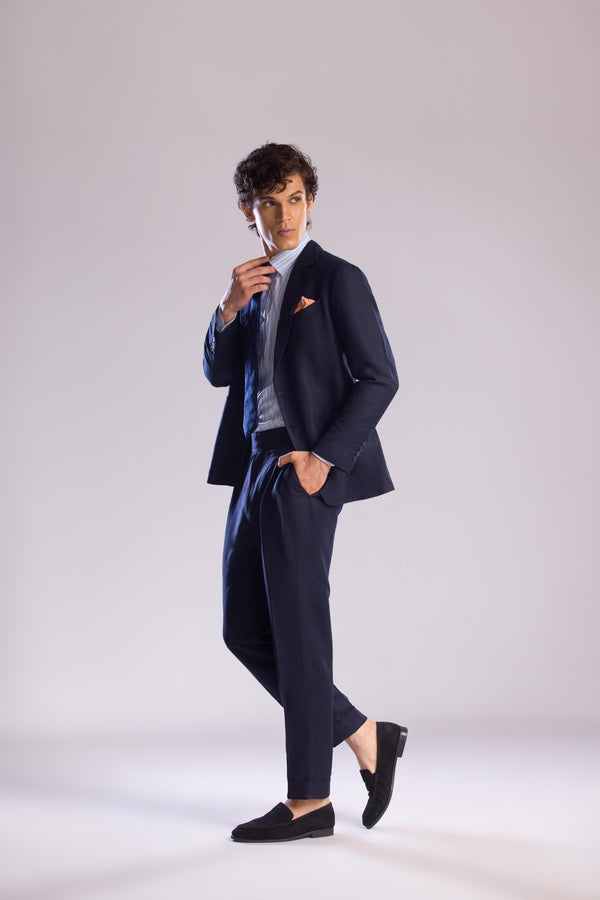 Midnight Blue 2-Piece Linen Suit – Classic & Breathable Elegance