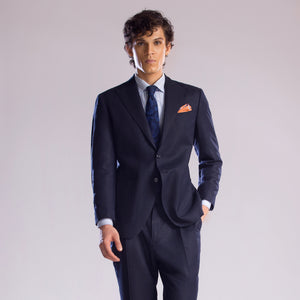 Mohtaram - 2-Piece Linen Suit with Peak Lapel in Midnight Blue