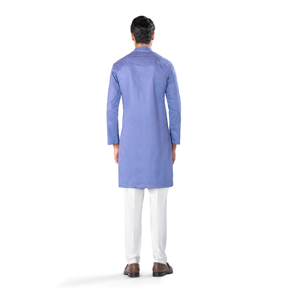 blue cross stitched kurta