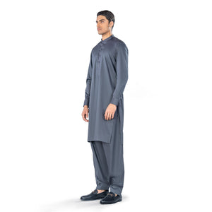 Dark Grey Kurta & Shalwar Set in Supima Cotton