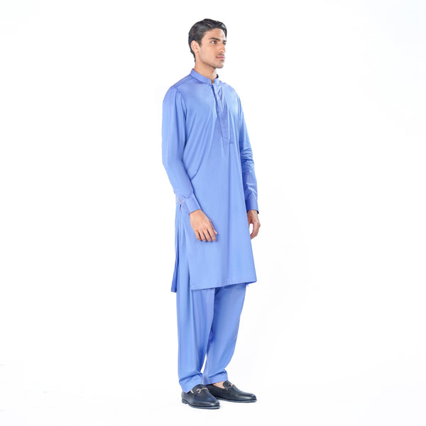 Kurta & Shalwar Set in Blue PIMA Cotton