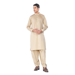 Kurta & Shalwar Set in Beige PIMA Cotton