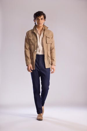 Mohtaram - Safari Overshirt with Zip & Button Closure and Patch Pockets