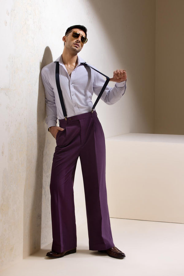 Mohtaram - Mid-Rise Wide-leg Pleated Cotton Trousers