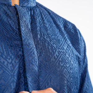 Navy Embroidered Kurta in Cross-Stitch Pattern