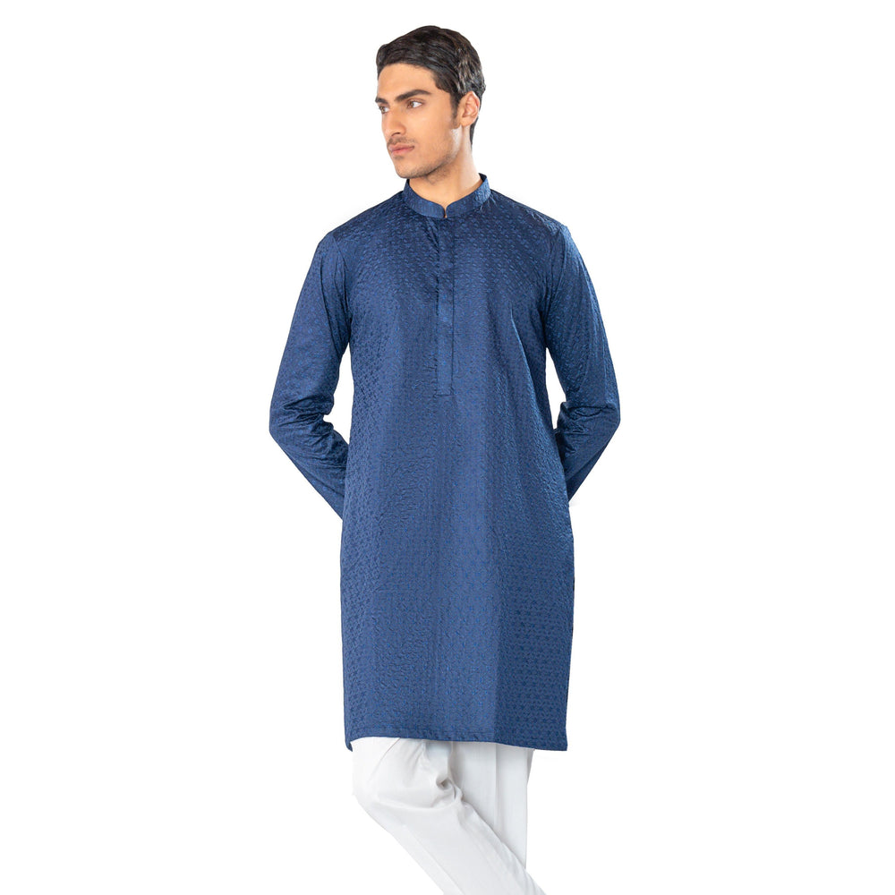 navy cross stitched kurta