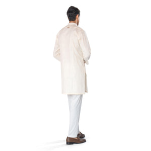 Off-White Embroidered Kurta in Cross-Stitch Pattern