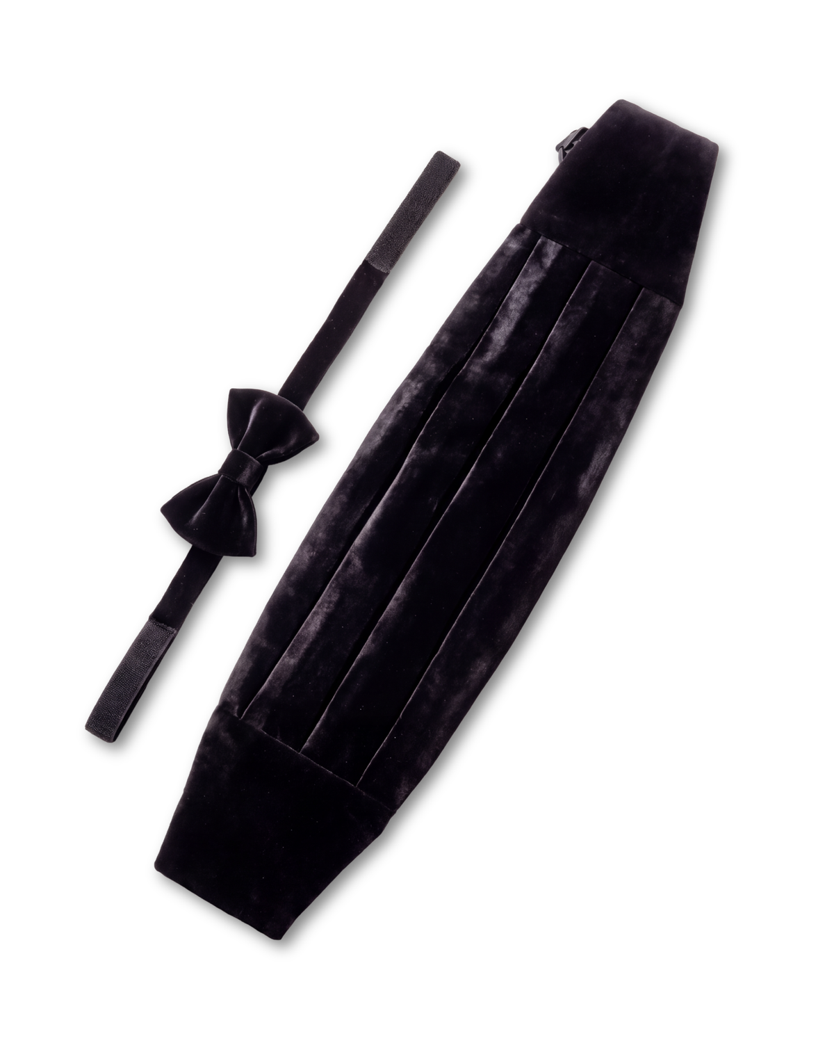 Black Evening Bow Tie & Pleated Cummerbund Set