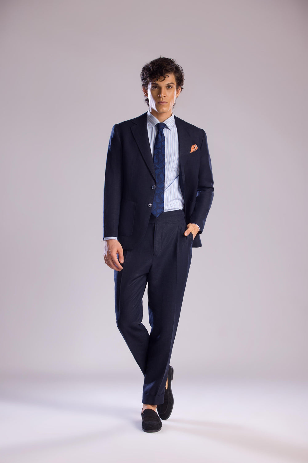 Midnight Blue 2-Piece Linen Suit – Classic & Breathable Elegance