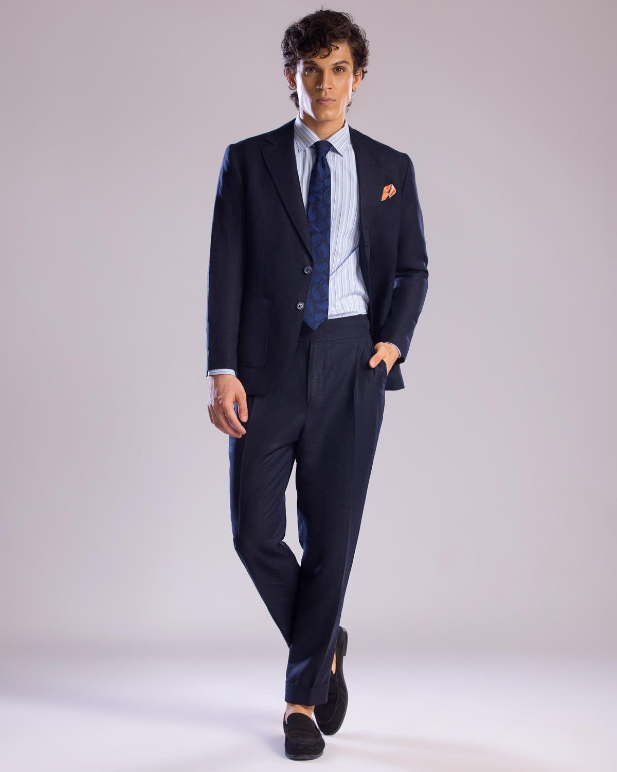 Midnight Blue 2-Piece Linen Suit – Classic & Breathable Elegance