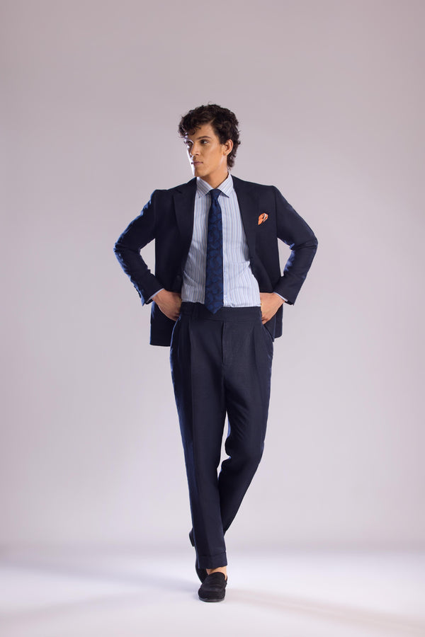 Midnight Blue 2-Piece Linen Suit – Classic & Breathable Elegance