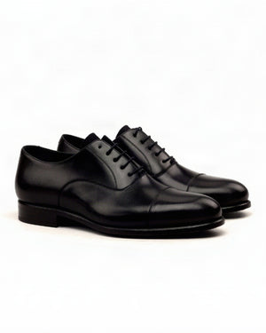Black Cap-Toe Oxford in Polished Calf by Mohtaram