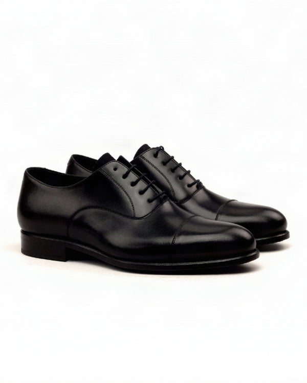 Black Cap-Toe Oxford in Polished Calf by Mohtaram