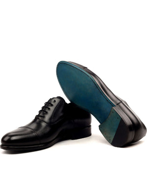 Black Cap-Toe Oxford in Polished Calf by Mohtaram, detail view 2