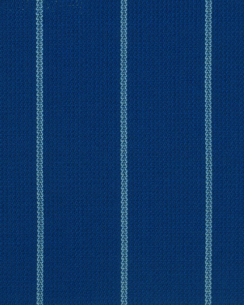 Navy blue fabric with white pinstripes