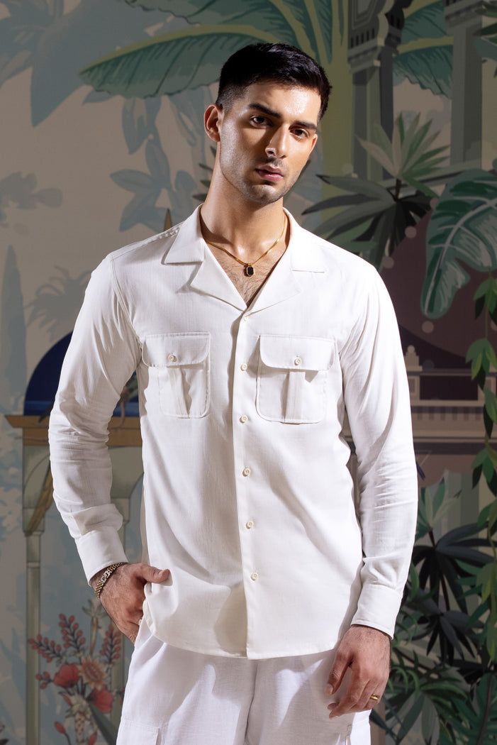 Linen Safari Shirt in White