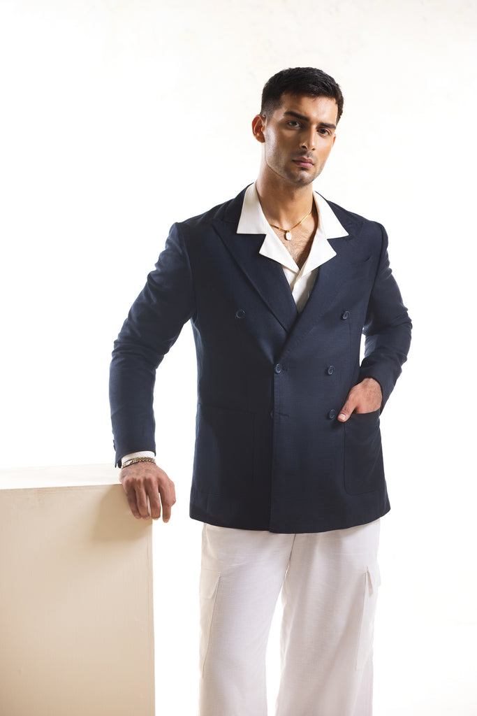 Summer Linen Blazer - Mens Sport Coat - Double Breasted Sport Coat - Magenta Blazer main image 0