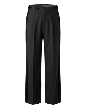 Black High-Rise Pleated Tuxedo Trousers