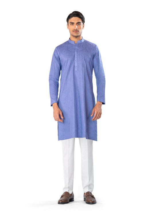 blue cross stitched kurta