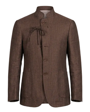 Convertible Sports Jacket in Brown Linen