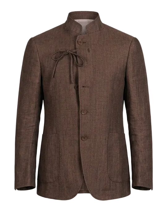 Convertible Sports Jacket in Brown Linen