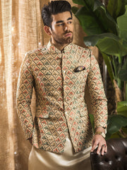 Embroidered Bandhgalla with 'Jafri' Pattern in Gold