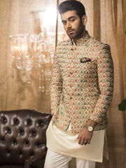 Embroidered Bandhgalla with 'Jafri' Pattern in Gold