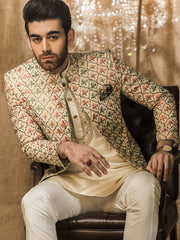 Embroidered Bandhgalla with 'Jafri' Pattern in Gold