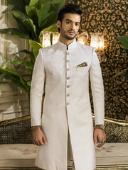 Traditional Sherwani in Ivory Karandi Jamiawar