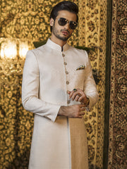 Traditional Sherwani in Ivory Karandi Jamiawar