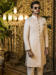 Traditional Sherwani in Ivory Karandi Jamiawar