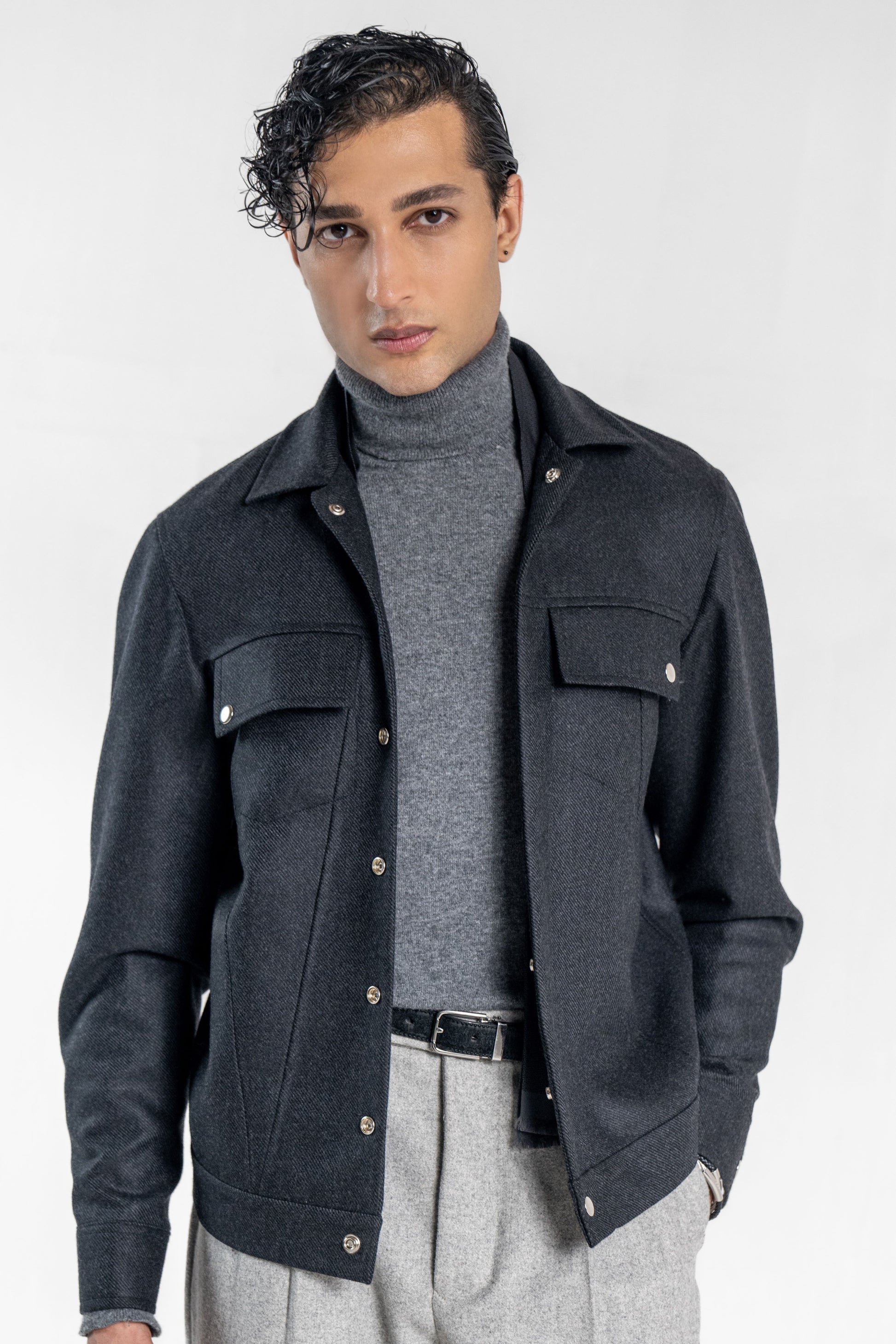 Dark Grey Flannel Jacket