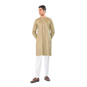 embroidered kurta with cross-stitch pattern in pima cotton