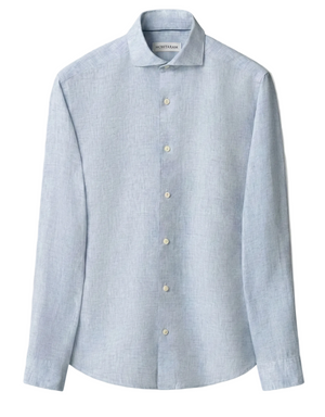 Light blue checkered shirt on a gray background