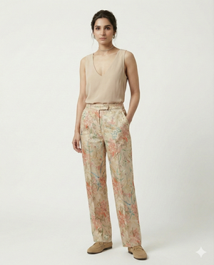 Ophelia Wide-Leg Trouser in Floral Silk Brocade