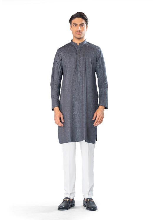 green cross stitched kurta