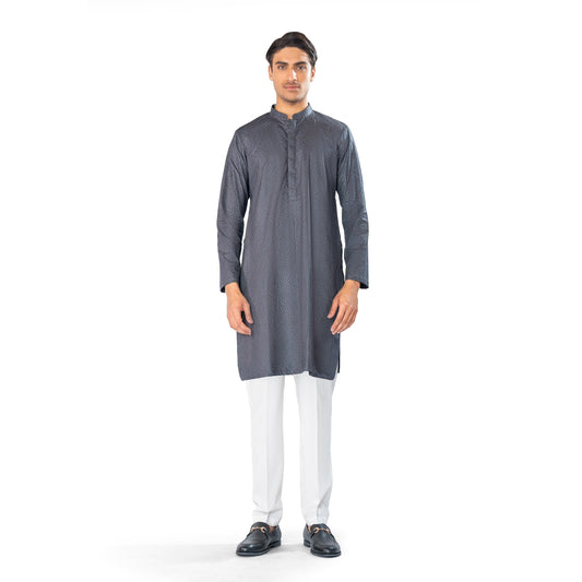 green cross stitched kurta