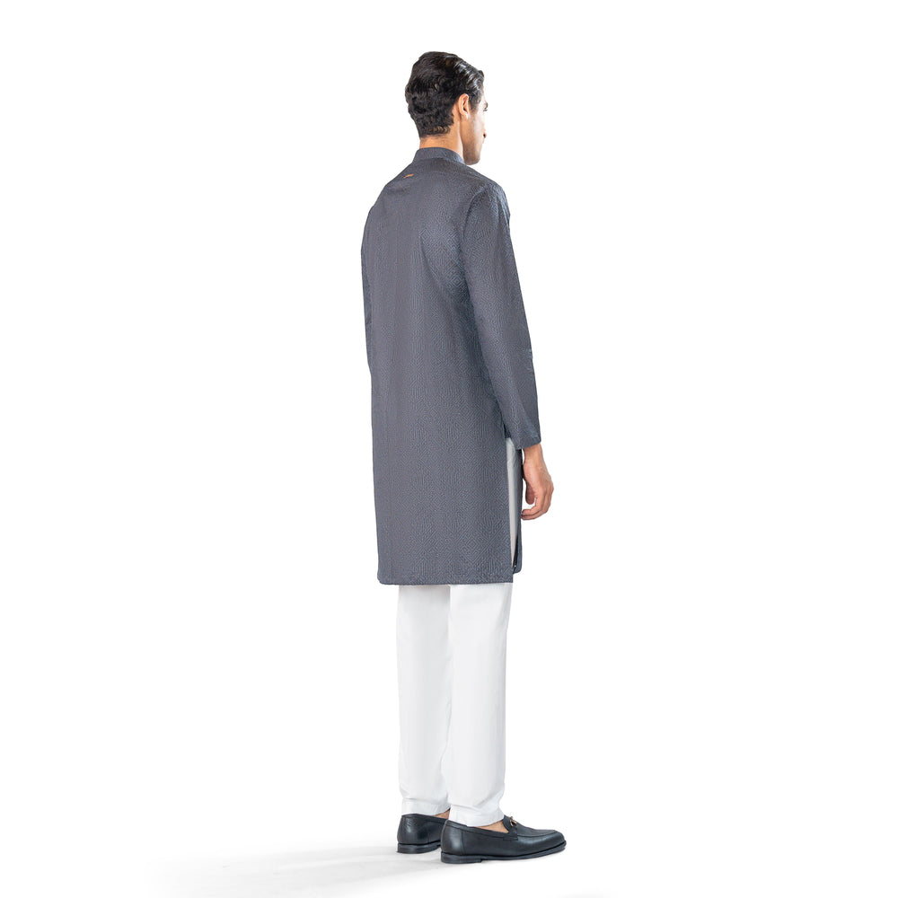 green cross stitched kurta