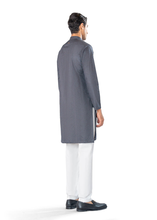 Green Embroidered Kurta in Cross-Stitch Pattern