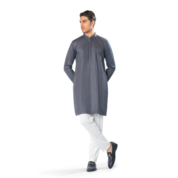 Green Embroidered Kurta in Cross-Stitch Pattern