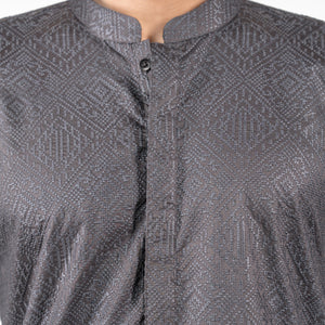 Green Embroidered Kurta in Cross-Stitch Pattern