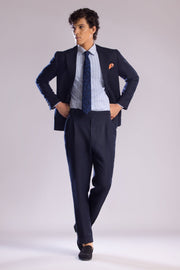 2-Piece Linen Suit with Notch Lapel in Midnight Blue