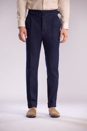 High Rise, Pleated Tailored Slacks in Denim