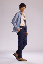 Linen Safari Overshirt in Sky Blue