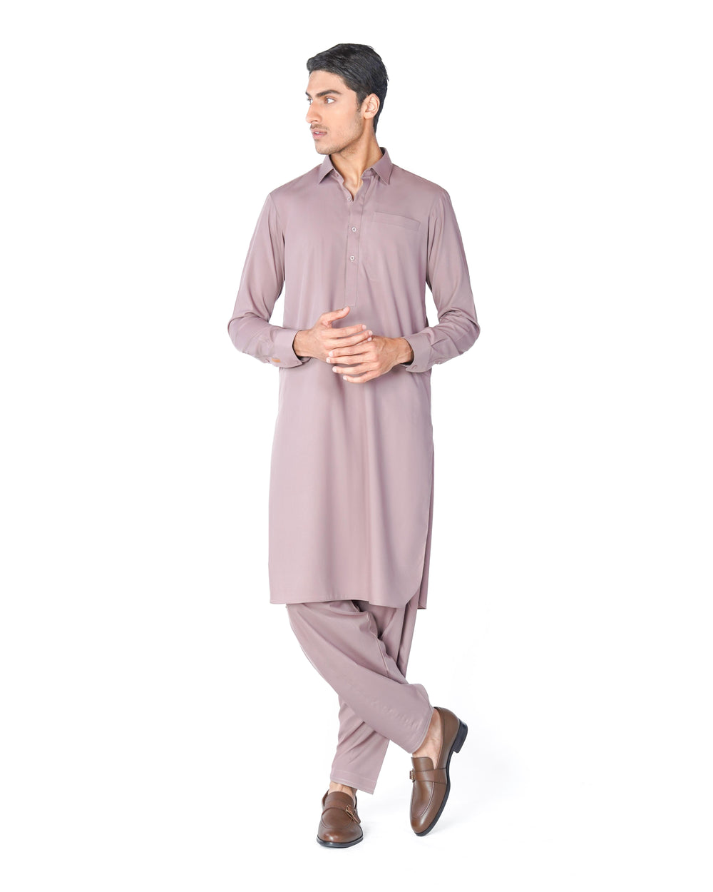 Kameez & Shalwar Set in Coral Wash & Wear
