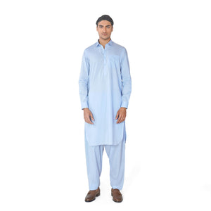 Kameez Shalwar Suit in Sky Blue Pima Cotton