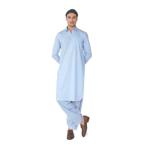 Kameez Shalwar Suit in Sky Blue Pima Cotton