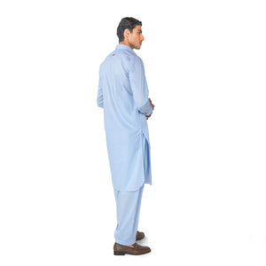 Kameez Shalwar Suit in Sky Blue Pima Cotton