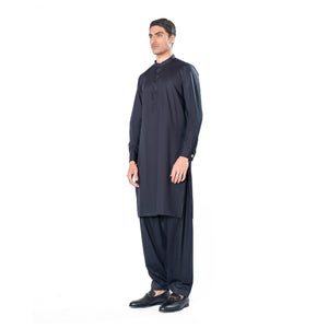 Kurta & Shalwar Set in Black Pima Cotton