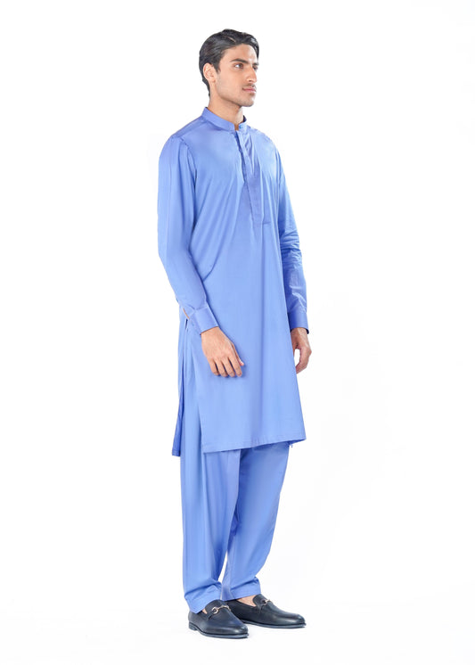 Kurta & Shalwar Set in Blue PIMA Cotton